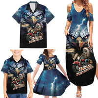 American Indian Legendary Motorcycle Family Matching Summer Maxi Dress and Hawaiian Shirt Native American Retro Rider - Wonder Print Shop