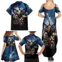 American Indian Legendary Motorcycle Family Matching Summer Maxi Dress and Hawaiian Shirt Native American Retro Rider - Wonder Print Shop