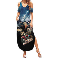 American Indian Legendary Motorcycle Family Matching Summer Maxi Dress and Hawaiian Shirt Native American Retro Rider - Wonder Print Shop