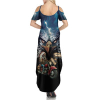 American Indian Legendary Motorcycle Family Matching Summer Maxi Dress and Hawaiian Shirt Native American Retro Rider - Wonder Print Shop