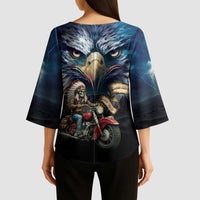 American Indian Legendary Motorcycle Kimono Sleeve Blouse Native American Retro Rider - Wonder Print Shop