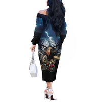 American Indian Legendary Motorcycle Off The Shoulder Long Sleeve Dress Native American Retro Rider - Wonder Print Shop