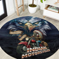 American Indian Legendary Motorcycle Round Carpet Native American Retro Rider - Wonder Print Shop