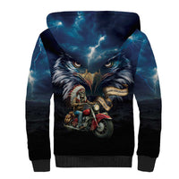 American Indian Legendary Motorcycle Sherpa Hoodie Native American Retro Rider - Wonder Print Shop