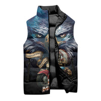 American Indian Legendary Motorcycle Sleeveless Puffer Jacket Native American Retro Rider - Wonder Print Shop