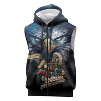 American Indian Legendary Motorcycle Sleeveless Zip Hoodie Native American Retro Rider - Wonder Print Shop