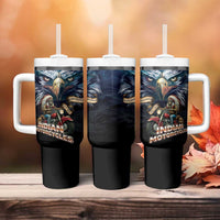 American Indian Legendary Motorcycle Tumbler With Handle Native American Retro Rider - Wonder Print Shop