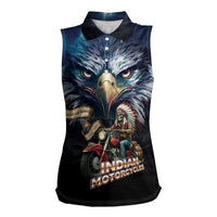 American Indian Legendary Motorcycle Women Sleeveless Polo Shirt Native American Retro Rider - Wonder Print Shop