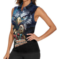American Indian Legendary Motorcycle Women Sleeveless Polo Shirt Native American Retro Rider - Wonder Print Shop