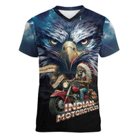 American Indian Legendary Motorcycle Women V-Neck T-Shirt Native American Retro Rider - Wonder Print Shop