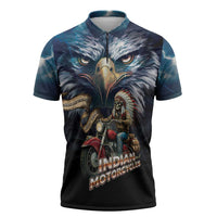 American Indian Legendary Motorcycle Zipper Polo Shirt Native American Retro Rider - Wonder Print Shop