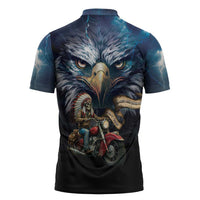 American Indian Legendary Motorcycle Zipper Polo Shirt Native American Retro Rider - Wonder Print Shop