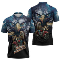 American Indian Legendary Motorcycle Zipper Polo Shirt Native American Retro Rider - Wonder Print Shop