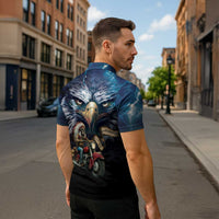 American Indian Legendary Motorcycle Zipper Polo Shirt Native American Retro Rider - Wonder Print Shop