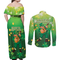 St Patrick's Day Couples Matching Off Shoulder Maxi Dress and Long Sleeve Button Shirt Ready To Shamrock