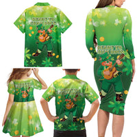St Patrick's Day Family Matching Long Sleeve Bodycon Dress and Hawaiian Shirt Ready To Shamrock