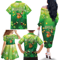 St Patrick's Day Family Matching Off The Shoulder Long Sleeve Dress and Hawaiian Shirt Ready To Shamrock