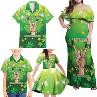 St Patrick's Day Family Matching Off Shoulder Maxi Dress and Hawaiian Shirt Ready To Shamrock