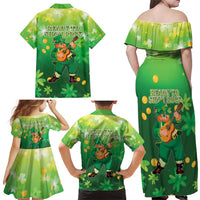 St Patrick's Day Family Matching Off Shoulder Maxi Dress and Hawaiian Shirt Ready To Shamrock