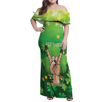 St Patrick's Day Family Matching Off Shoulder Maxi Dress and Hawaiian Shirt Ready To Shamrock