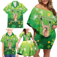 St Patrick's Day Family Matching Off Shoulder Short Dress and Hawaiian Shirt Ready To Shamrock