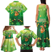 St Patrick's Day Family Matching Tank Maxi Dress and Hawaiian Shirt Ready To Shamrock