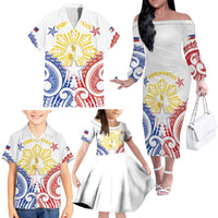 Philippines Family Matching Off The Shoulder Long Sleeve Dress and Hawaiian Shirt Katipunan Andres Bonifacio