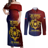 Philippines 127th Independence Day Couples Matching Off Shoulder Maxi Dress and Long Sleeve Button Shirt Special Style