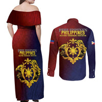 Philippines 127th Independence Day Couples Matching Off Shoulder Maxi Dress and Long Sleeve Button Shirt Special Style