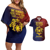 Philippines 127th Independence Day Couples Matching Off Shoulder Short Dress and Hawaiian Shirt Special Style