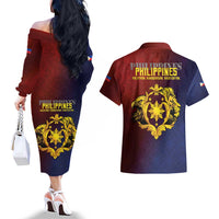 Philippines 127th Independence Day Couples Matching Off The Shoulder Long Sleeve Dress and Hawaiian Shirt Special Style