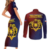 Philippines 127th Independence Day Couples Matching Short Sleeve Bodycon Dress and Long Sleeve Button Shirt Special Style