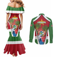 Suriname Ketikoti Couples Matching Mermaid Dress and Long Sleeve Button Shirt Happy Emancipation Day - Wonder Print Shop