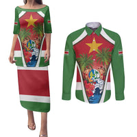 Suriname Ketikoti Couples Matching Puletasi and Long Sleeve Button Shirt Happy Emancipation Day - Wonder Print Shop