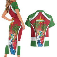 Suriname Ketikoti Couples Matching Short Sleeve Bodycon Dress and Hawaiian Shirt Happy Emancipation Day - Wonder Print Shop