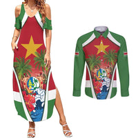 Suriname Ketikoti Couples Matching Summer Maxi Dress and Long Sleeve Button Shirt Happy Emancipation Day - Wonder Print Shop