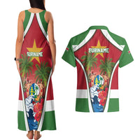 Suriname Ketikoti Couples Matching Tank Maxi Dress and Hawaiian Shirt Happy Emancipation Day - Wonder Print Shop