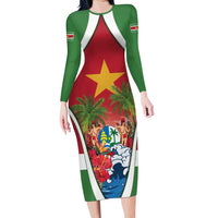 Suriname Ketikoti Long Sleeve Bodycon Dress Happy Emancipation Day - Wonder Print Shop