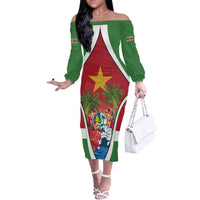 Suriname Ketikoti Off The Shoulder Long Sleeve Dress Happy Emancipation Day - Wonder Print Shop