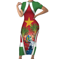 Suriname Ketikoti Short Sleeve Bodycon Dress Happy Emancipation Day - Wonder Print Shop