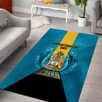 Bahamas Emancipation Day Area Rug Blue Marlin With Coat Of Arms - Wonder Print Shop