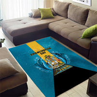 Bahamas Emancipation Day Area Rug Blue Marlin With Coat Of Arms - Wonder Print Shop