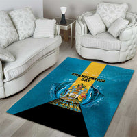 Bahamas Emancipation Day Area Rug Blue Marlin With Coat Of Arms - Wonder Print Shop