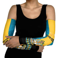 Personalized Bahamas Emancipation Day Arm Sleeves Blue Marlin With Coat Of Arms - Wonder Print Shop