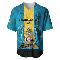 Personalized Bahamas Emancipation Day Baseball Jersey Blue Marlin With Coat Of Arms - Wonder Print Shop