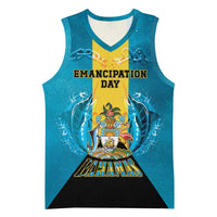 Personalized Bahamas Emancipation Day Basketball Jersey Blue Marlin With Coat Of Arms - Wonder Print Shop