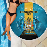 Bahamas Emancipation Day Beach Blanket Blue Marlin With Coat Of Arms - Wonder Print Shop
