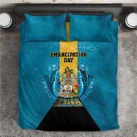 Bahamas Emancipation Day Bedding Set Blue Marlin With Coat Of Arms - Wonder Print Shop