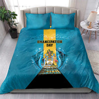 Bahamas Emancipation Day Bedding Set Blue Marlin With Coat Of Arms - Wonder Print Shop