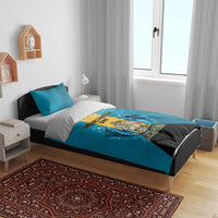 Bahamas Emancipation Day Bedding Set Blue Marlin With Coat Of Arms - Wonder Print Shop